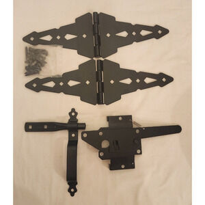 Western Style Wood Gate Hinges & Latch - for Wood Fence - 8" Strap Gate Hinges